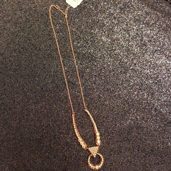 Sandy Hyun Cut Out Crystal Necklace Gold Tone - Picture 2 of 5